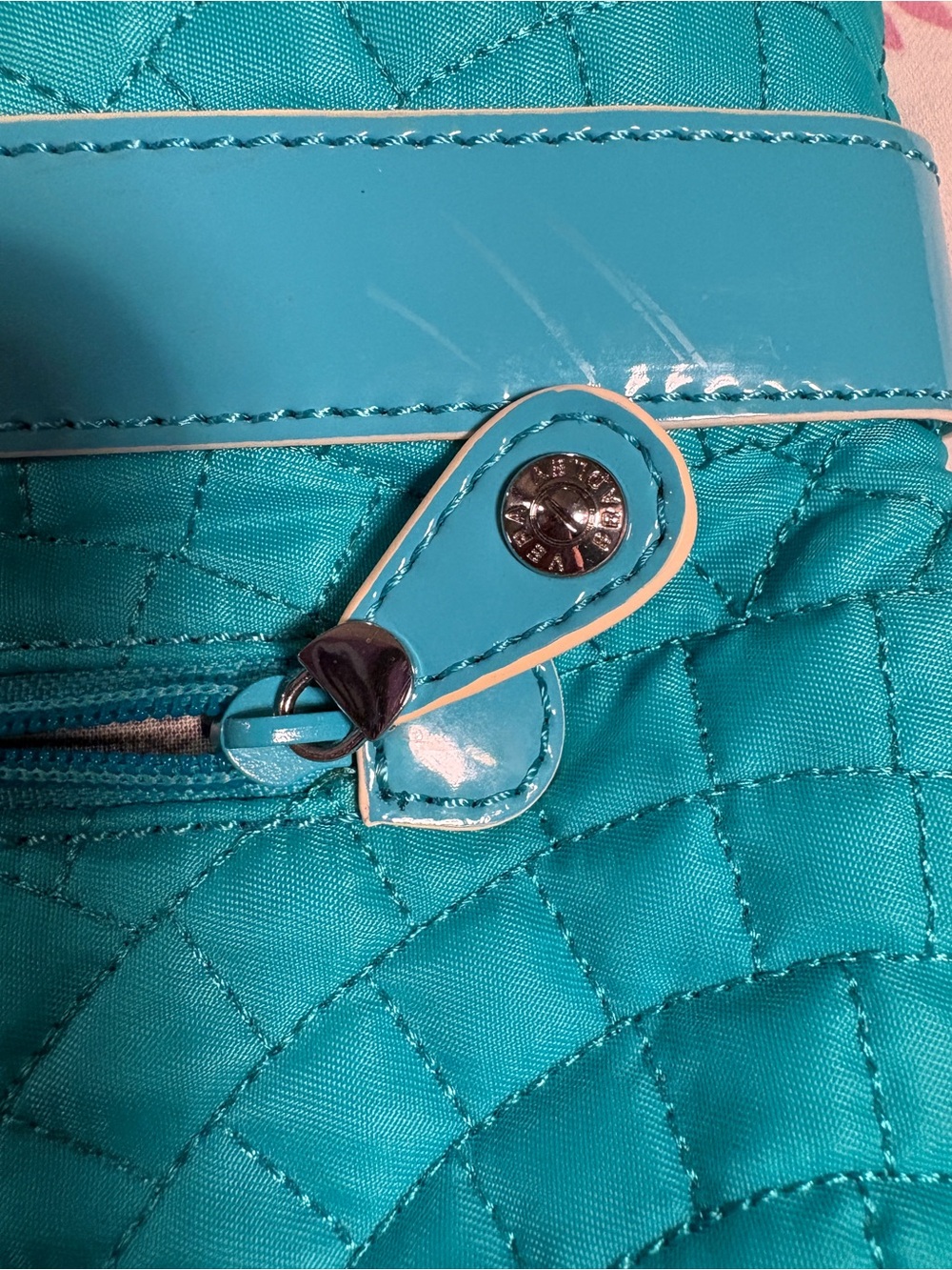 Vera Bradley Turquoise Quilted + Patent Trim Wristlet Clutch - Picture 8 of 12
